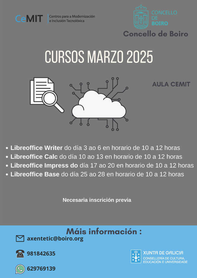 A Aula CeMIT do Concello de Boiro ofrece cursos de ofimática libre para ...