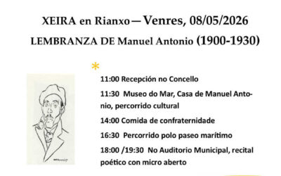 A AC Mesa das Verbas e o Concello de Rianxo celebran este venres unha xornada de lembranza a Manuel Antonio, cun recital con micro aberto a partir das 18h